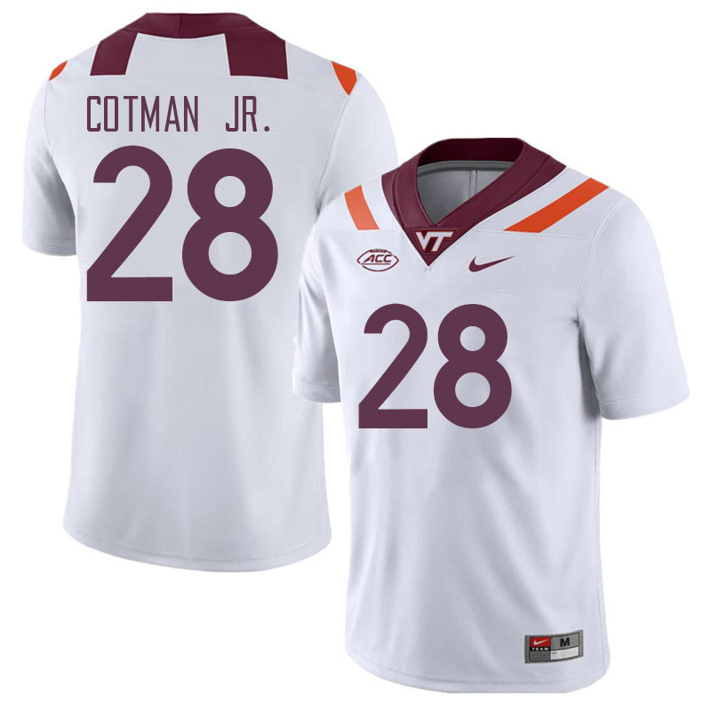 Men #28 Antonio Cotman Jr. Virginia Tech Hokies College Football Jerseys Stitched Sale-White - Click Image to Close